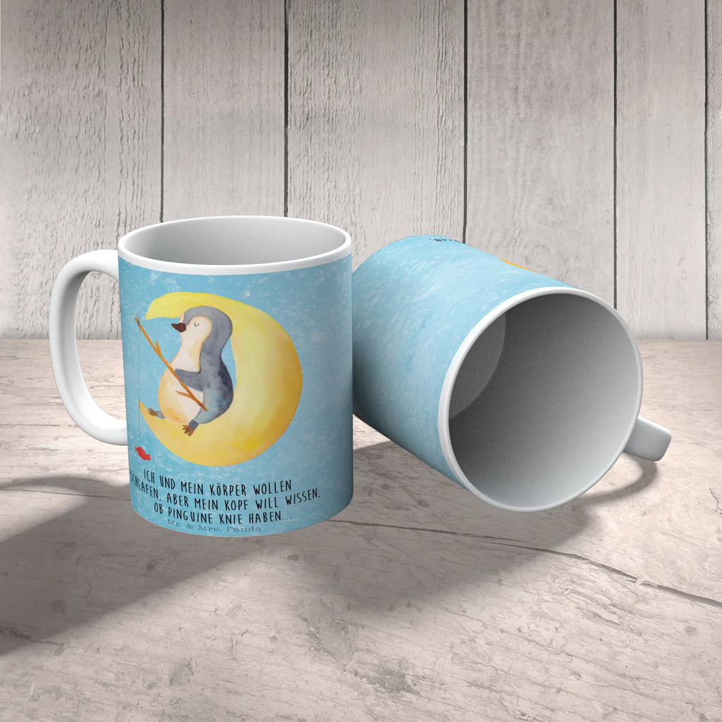 Kubek pingwin księżyc Keramiktasse, Geschenktasse, Tasse, Bürotasse, Teetasse, Tasse mit Zitaten, Tasse mit Motiven, Kaffeetasse, Porzellantasse, Pinguin, Schlafstörungen, Nachtruhe, Gästezimmer, Schlafzimmer, schlafen, Spruch, Pinguine, Einschlafen