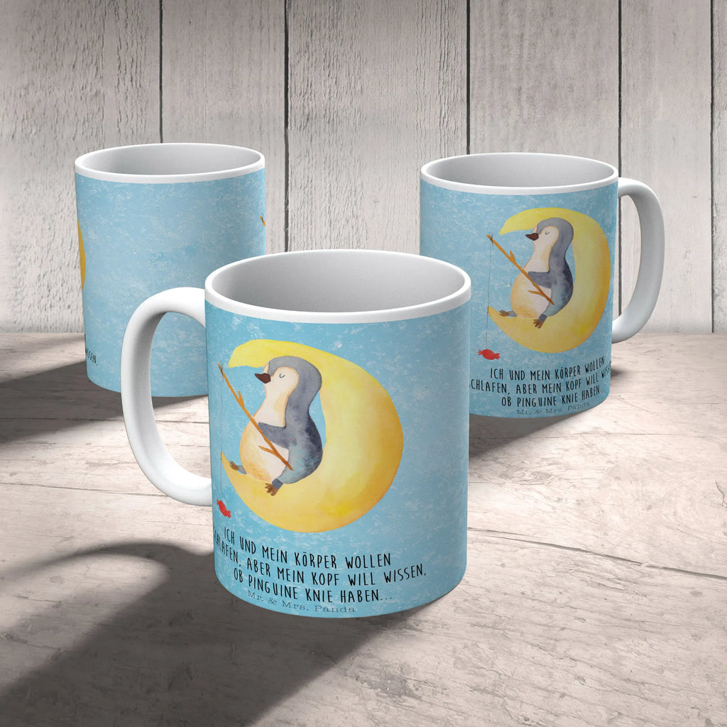 Kubek pingwin księżyc Keramiktasse, Geschenktasse, Tasse, Bürotasse, Teetasse, Tasse mit Zitaten, Tasse mit Motiven, Kaffeetasse, Porzellantasse, Pinguin, Schlafstörungen, Nachtruhe, Gästezimmer, Schlafzimmer, schlafen, Spruch, Pinguine, Einschlafen