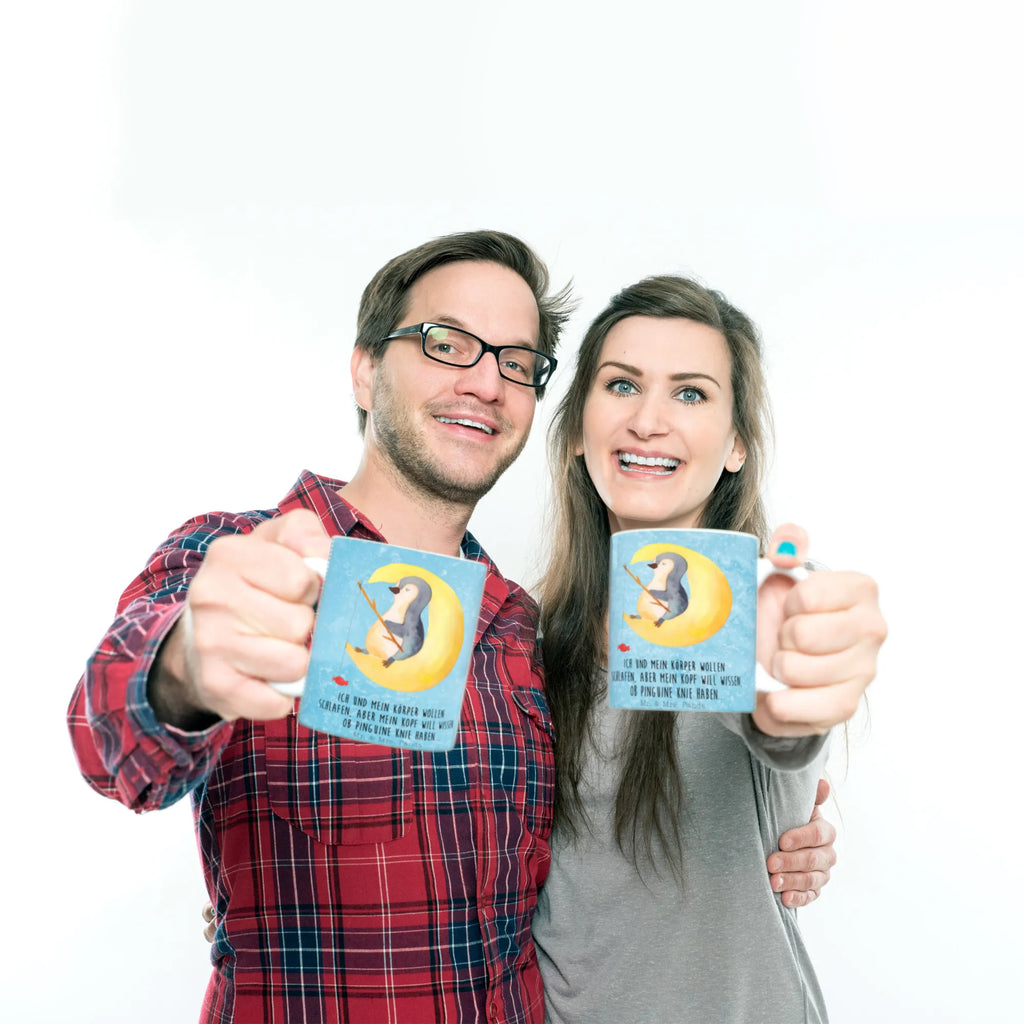 Kubek pingwin księżyc Keramiktasse, Geschenktasse, Tasse, Bürotasse, Teetasse, Tasse mit Zitaten, Tasse mit Motiven, Kaffeetasse, Porzellantasse, Pinguin, Schlafstörungen, Nachtruhe, Gästezimmer, Schlafzimmer, schlafen, Spruch, Pinguine, Einschlafen