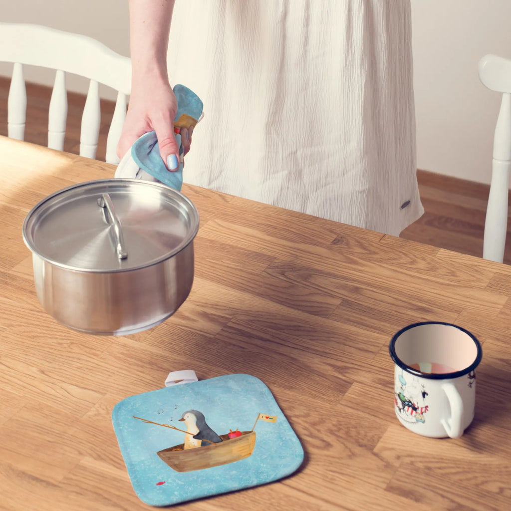 2er Set Topflappen  Pinguin Angelboot Topflappen Set, Topfhandschuhe, Topflappenset, topfhalter, Topflappen, 2er Set Topflappen, Topflappen 2er Set, Topfuntersetzer, Pinguin, Neuanfang, Pinguine, Geschenkidee Liebeskummer, Leben, Angeln, Genießen, Angelboot, Trennung, Lebenslust, Neustart, Scheidung, Motivation, Boot