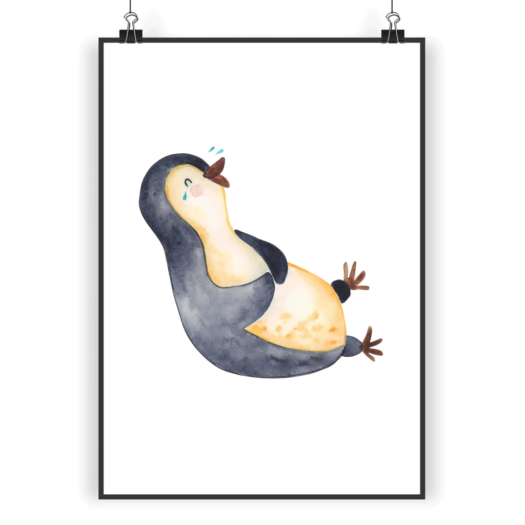 Plakat pingwin Śmiech Wanddekoration, Raumdekoration, Mr. & Mrs. Panda Poster, Wanddeko, Bild, Kinderposter, Designposter, Wandposter, Handgemaltes Poster, Kunstdruck, Wanddeko Bild, Küchenposter, Poster, Posterdruck, Pinguin, Pinguine, Lachen, Fröhlich, Humor, Optimismus, lustiger Spruch, Fröhlichkeit