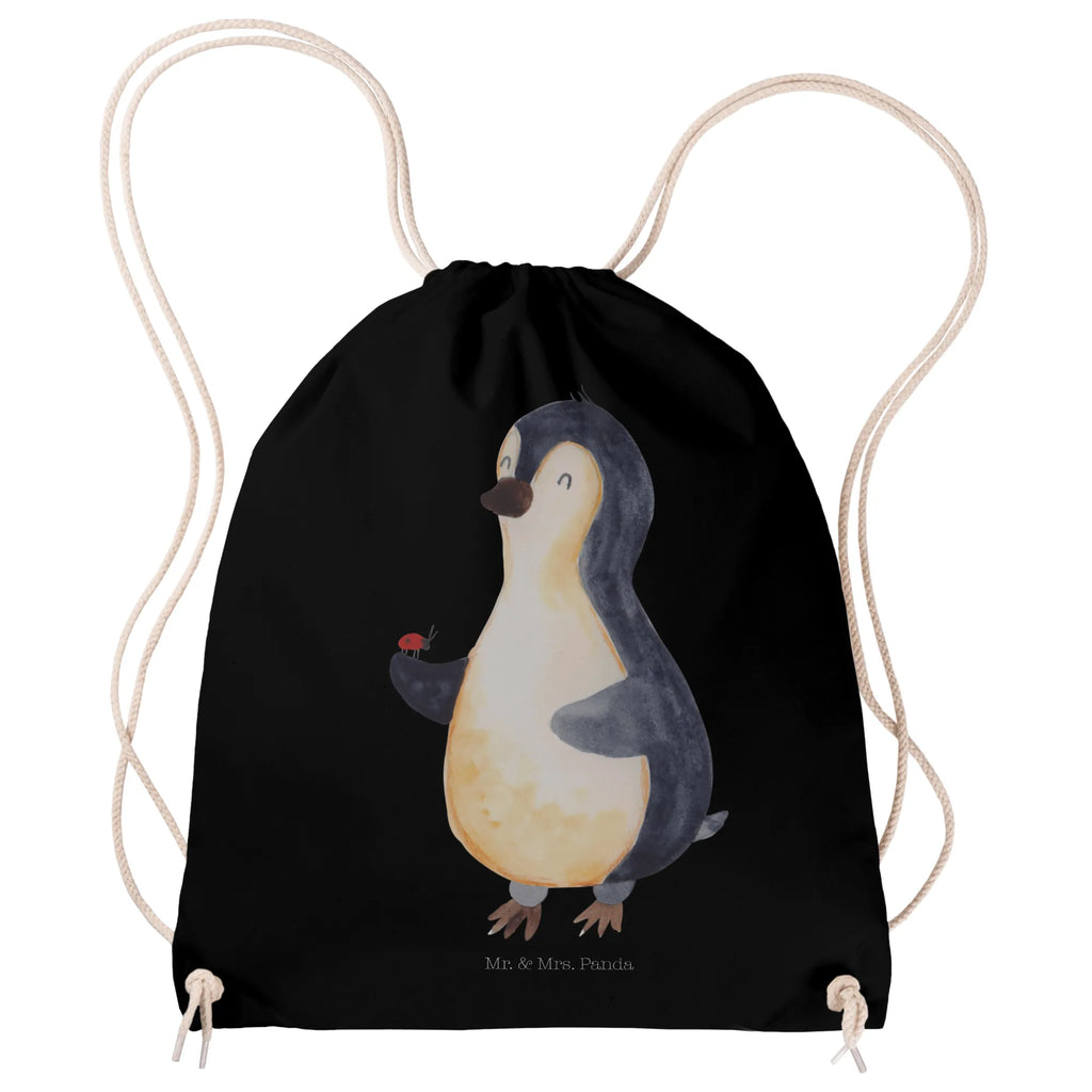 Drawstring bag Penguin ladybug sports bag, jute bag, hipster, carrier bag, gym bag, bag, Penguin, North Pole, Winter, Penguins, wonder, ladybird, joy of life, love, penguins, joy, happiness