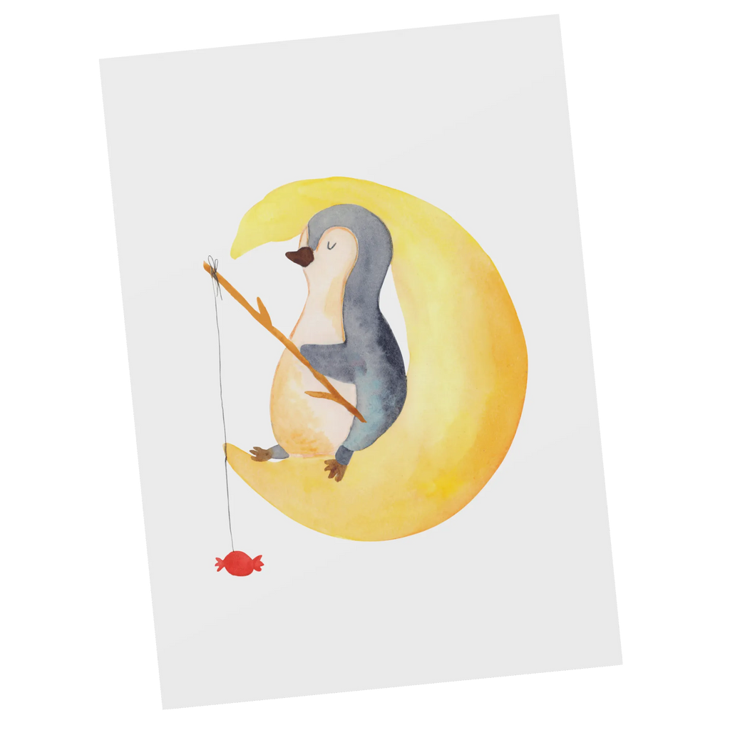 Postcard Penguin moon North Pole, Penguins, guest room, insomnia, penguins, bedroom, saying, night's rest, falling asleep, sleep