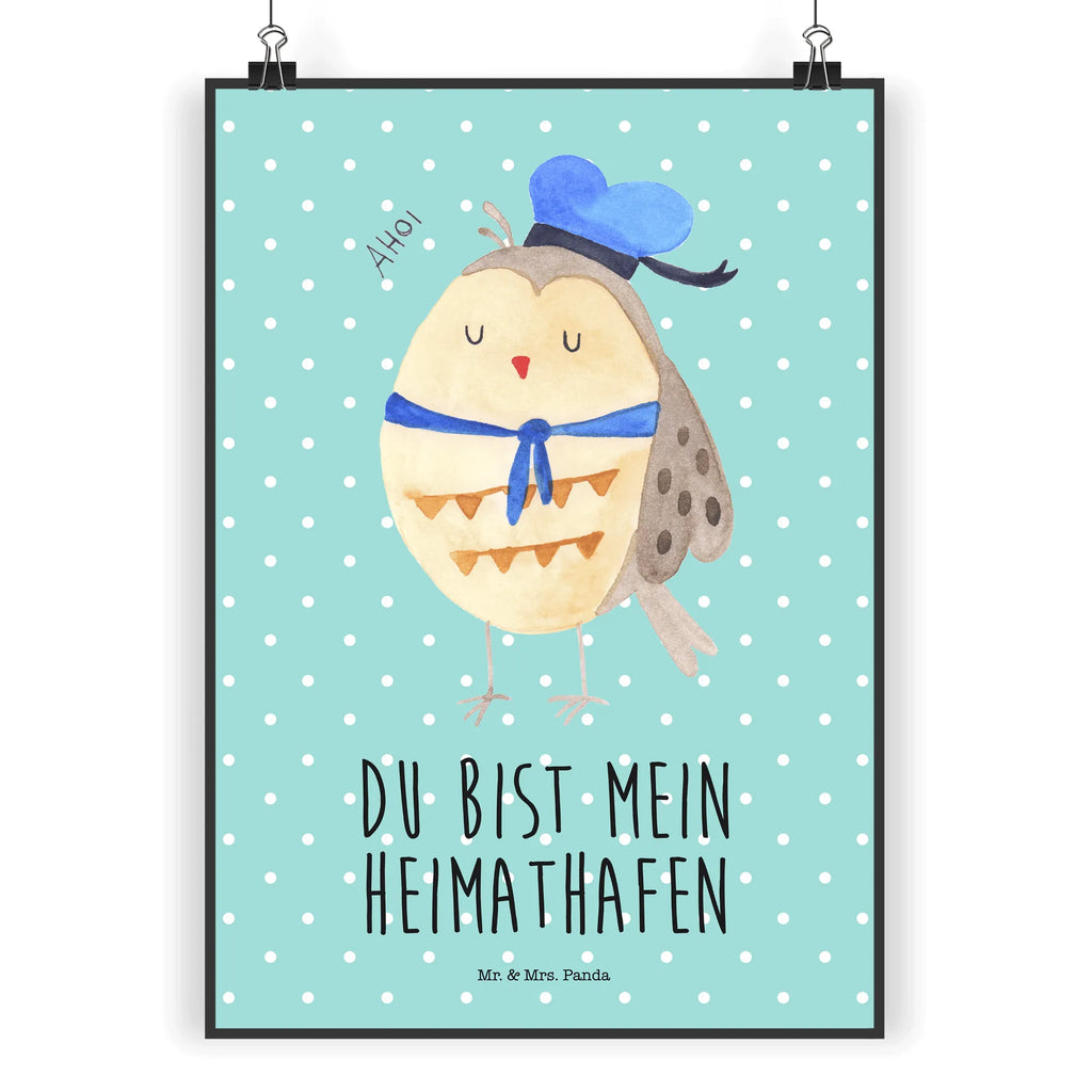 Poster Eule Matrose Wanddeko Bild, Wandschmuck, wanddeko, Poster, Bild für Wand, wandkunst, grafikposter, Wandbild, Posterdruck, kunstposter, Wanddekoration, Wandposter, Designposter, Deko Bild, Plakat, kunst für die wand, Mr. & Mrs. Panda Poster, wanddruck, Kunstdruck, kunstdruck poster, drucke, Bild, Eule, Freundin, Seefahrer, Owl, Matrose, Heimathafen, Ehe, Wortspiel Lustig, Eule Spruch, Hochzeitstag Geschenk, Eule Deko