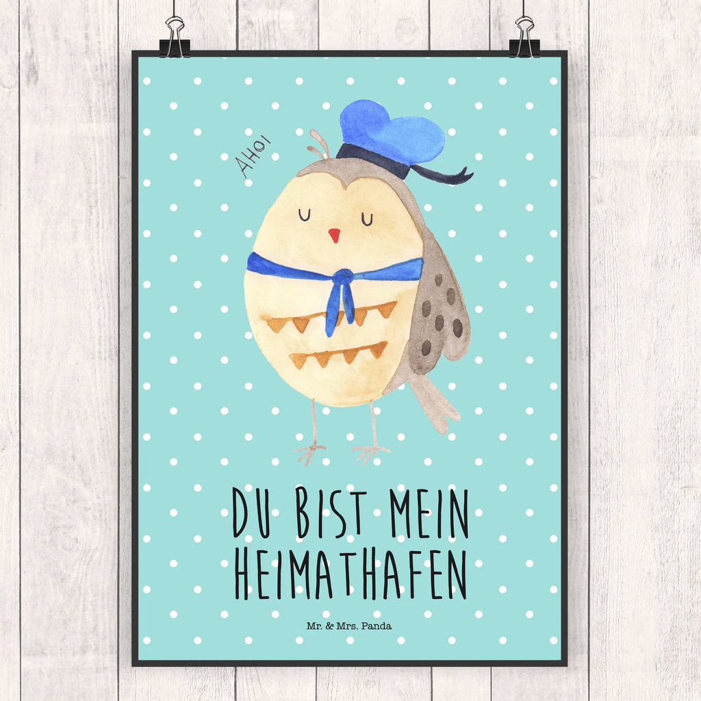 Poster Eule Matrose Wanddeko Bild, Wandschmuck, wanddeko, Poster, Bild für Wand, wandkunst, grafikposter, Wandbild, Posterdruck, kunstposter, Wanddekoration, Wandposter, Designposter, Deko Bild, Plakat, kunst für die wand, Mr. & Mrs. Panda Poster, wanddruck, Kunstdruck, kunstdruck poster, drucke, Bild, Eule, Freundin, Seefahrer, Owl, Matrose, Heimathafen, Ehe, Wortspiel Lustig, Eule Spruch, Hochzeitstag Geschenk, Eule Deko