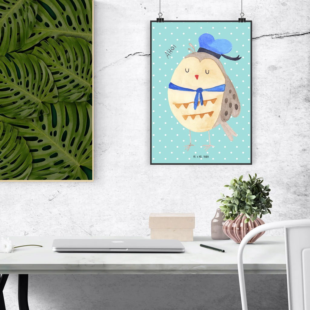 Poster Eule Matrose Wanddeko Bild, Wandschmuck, wanddeko, Poster, Bild für Wand, wandkunst, grafikposter, Wandbild, Posterdruck, kunstposter, Wanddekoration, Wandposter, Designposter, Deko Bild, Plakat, kunst für die wand, Mr. & Mrs. Panda Poster, wanddruck, Kunstdruck, kunstdruck poster, drucke, Bild, Eule, Freundin, Seefahrer, Owl, Matrose, Heimathafen, Ehe, Wortspiel Lustig, Eule Spruch, Hochzeitstag Geschenk, Eule Deko