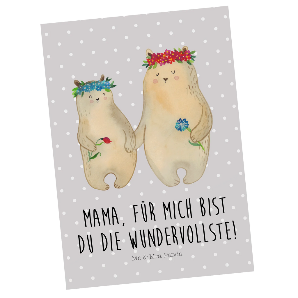 Postcard Bears with flower crown kunstkarte, Designkarte, spruchkarte, Grußkarte, Postkarten, einzelkarte, Motivkarte, bildkarte, Fotokarte, Ansichtskarten, Kunstkarten, Ansichtskarte, Postkarte, Familie, Papa, Schwester, Mama, Opa, Oma, Muttertag, Vatertag, Bruder, Tochter, Lieblingsmama, Töchter, Vorbild, Bären, Mutter, Mami, Weltbeste Mama, Bär, Beste Mutter, Mutti, Geschenk Mama. Muttertag, Kind, Family, Kinder, Lieblingsmensch