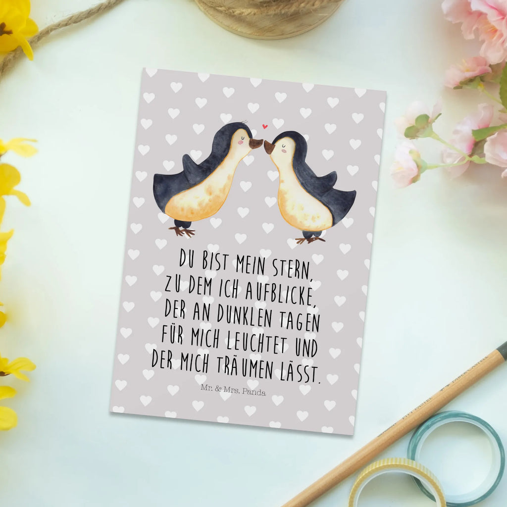 Pocztówka Pingwin Miłość Miłość, partner, przyjaciel, przyjaciółka, mąż, żona, wesele, zaręczyny, prośba o rękę, prezent miłosny, rocznica, dzień ślubu