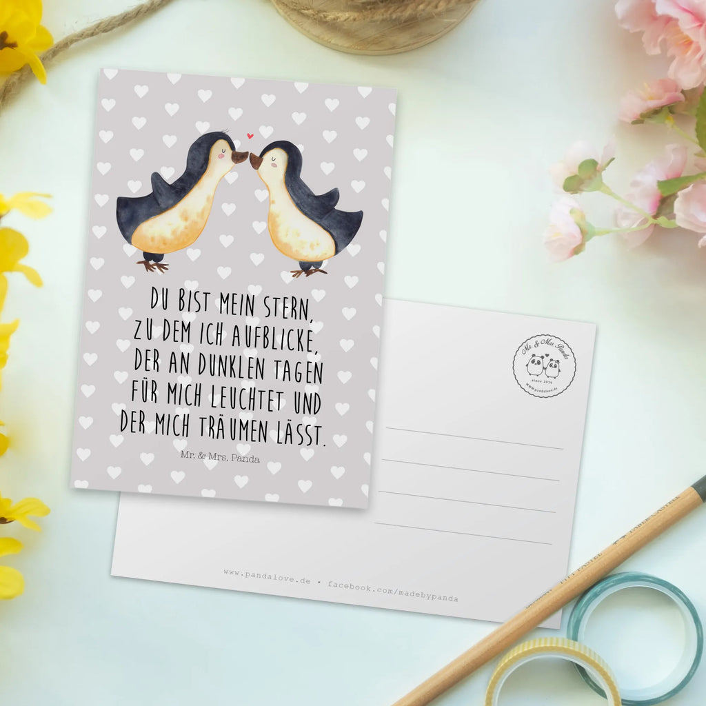 Pocztówka Pingwin Miłość Miłość, partner, przyjaciel, przyjaciółka, mąż, żona, wesele, zaręczyny, prośba o rękę, prezent miłosny, rocznica, dzień ślubu