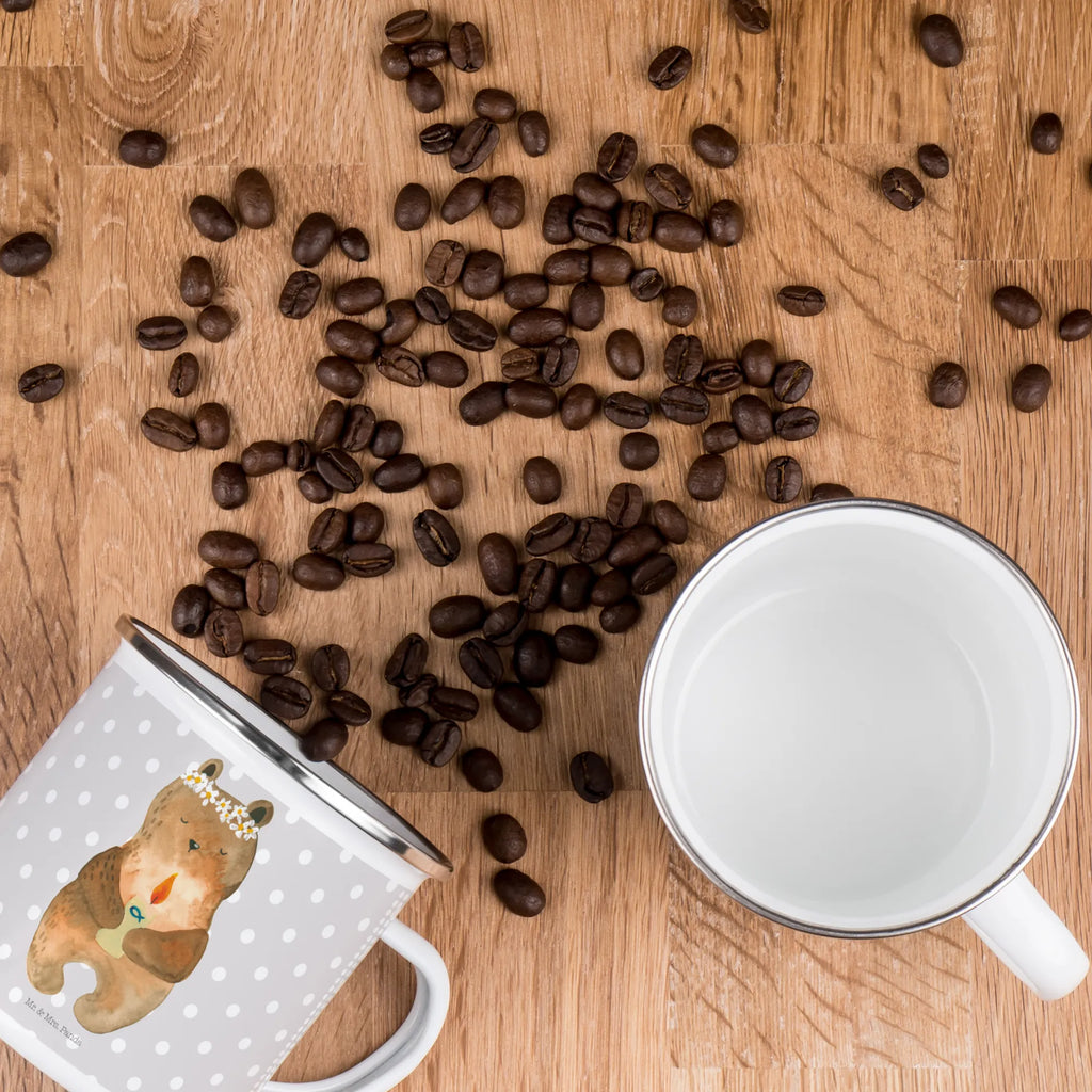 Kempingowy kubek emaliowany Niedźwiedź Komunia Teebecher, Emailletasse, Tasse, emaillebecher, Trinkbecher, Metalltasse, becher emaille, Pott, metallbecher, Becher, Kaffeetasse, blechbecher, Tasse Emaille, Emaille Tasse, Campingtasse, Teetasse, Kaffeebecher, Emaille Becher, Reisebecher, wandertasse, wanderbecher, Campingbecher, reisetasse, Blechtasse, Teddy, Bär, Teddybär, Katholisch, Gottes Segen, Kommunion, Taufkerze