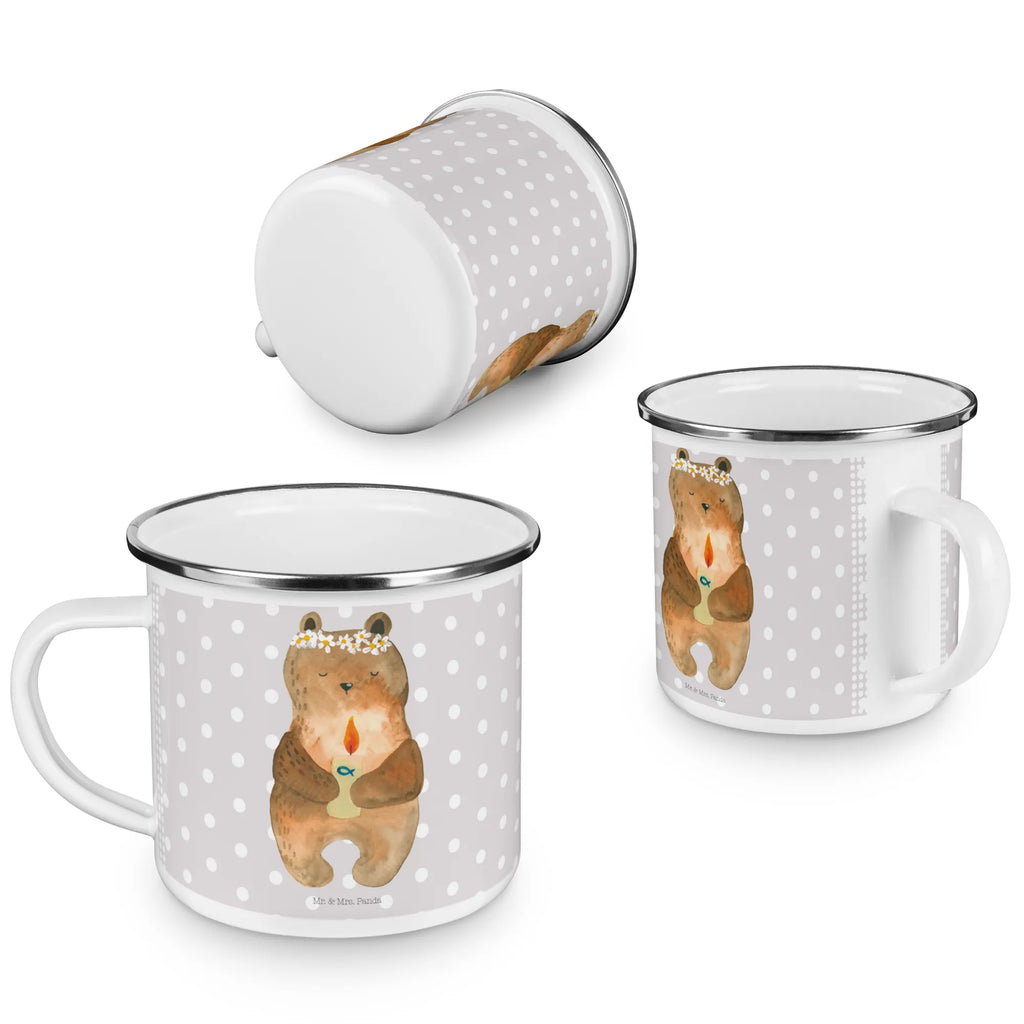 Kempingowy kubek emaliowany Niedźwiedź Komunia Teebecher, Emailletasse, Tasse, emaillebecher, Trinkbecher, Metalltasse, becher emaille, Pott, metallbecher, Becher, Kaffeetasse, blechbecher, Tasse Emaille, Emaille Tasse, Campingtasse, Teetasse, Kaffeebecher, Emaille Becher, Reisebecher, wandertasse, wanderbecher, Campingbecher, reisetasse, Blechtasse, Teddy, Bär, Teddybär, Katholisch, Gottes Segen, Kommunion, Taufkerze