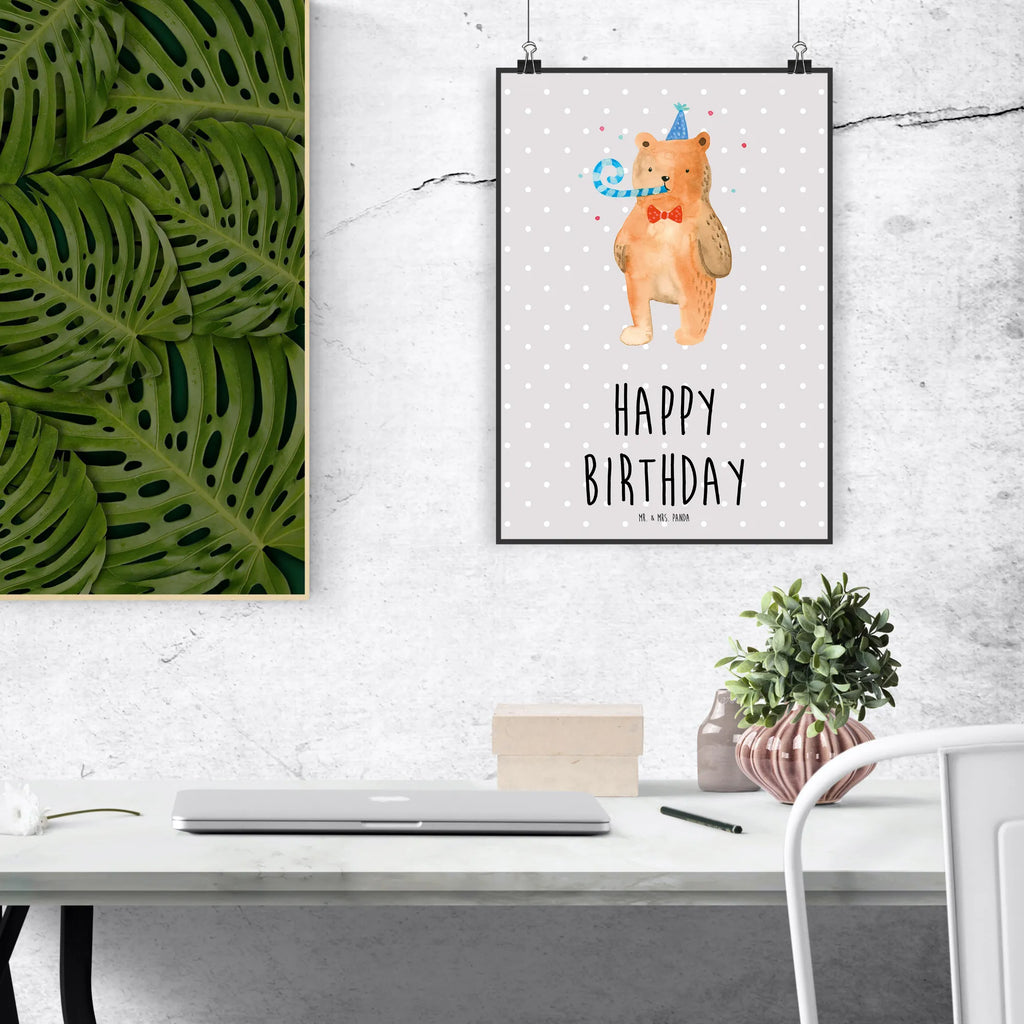 Poster Bär Geburtstag Posterdruck, Mr. & Mrs. Panda Poster, Designposter, Bild, grafikposter, Plakat, drucke, Wanddeko Bild, Poster, kunstdruck poster, Wandposter, Deko Bild, Kunstdruck, Wandschmuck, kunst für die wand, Wandbild, wandkunst, kunstposter, wanddruck, Bild für Wand, wanddeko, Wanddekoration, Teddybär, Bär, Teddy, Glückwunsch, Happy Birthday, Alles Gute, Geburtstag