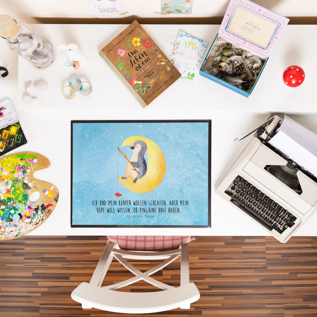 Schreibtischunterlage Pinguin Mond Schreibtischauflage, Schreibtisch Unterlagen, Büroartikel, Schreibunterlage, Bürobedarf, Schreibtischunterlage Groß, Schreibwaren, Pinguin, Gästezimmer, Einschlafen, Nachtruhe, Spruch, Pinguine, schlafen, Schlafstörungen, Schlafzimmer
