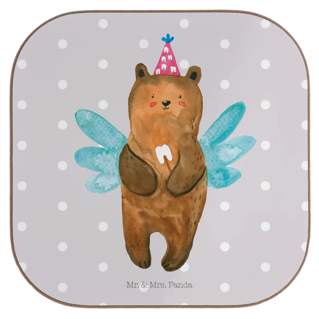 Square coaster bear tooth fairy breakfast, glass coasters, party, gifts, presents, Coasters, gift, bear, teddy, teddy bear, cuddly toy, first tooth, fairy, Tooth fairy, milk tooth