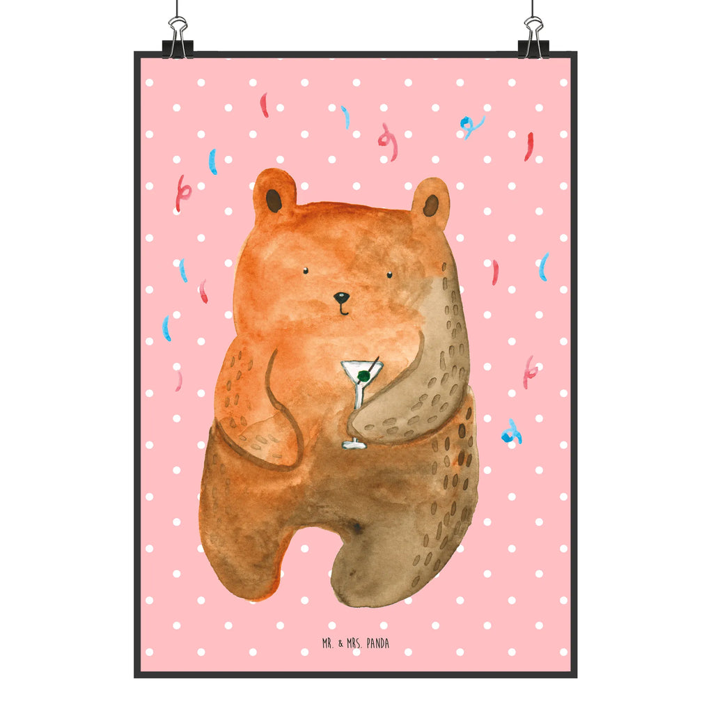 Poster Bär Party Handgemaltes Poster, Küchenposter, Wanddeko Bild, Poster, Bild, Posterdruck, Kinderposter, Raumdekoration, Wanddeko, Designposter, Wandposter, Wanddekoration, Mr. & Mrs. Panda Poster, Kunstdruck, Bär, Teddy, Teddybär, Lustig, Party, Geschenk, Geburtstagsgeschenk, Feiern, Geburtstag, Abfeiern, Mitbringsel, Gute Laune