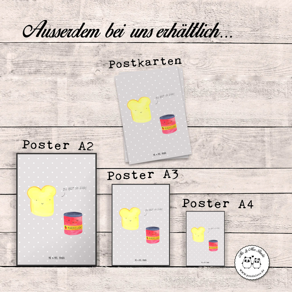 Plakat Tost dżem Mr. & Mrs. Panda Poster, Wanddeko Bild, Kunstdruck, kunstposter, Designposter, Posterdruck, Bild, kunstdruck poster, Wanddekoration, Plakat, Wandschmuck, wandkunst, grafikposter, Deko Bild, drucke, Poster, Wandposter, kunst für die wand, Wandbild, Bild für Wand, wanddeko, wanddruck, Gute Laune, Tiermotive, Tiere, Lustige Sprüche, Küche Spruch, Frühstück Einladung, Marmelade, Süße Postkarte, Toastbrot, Dreamteam, Brot, Süß, Toast, Küche Deko