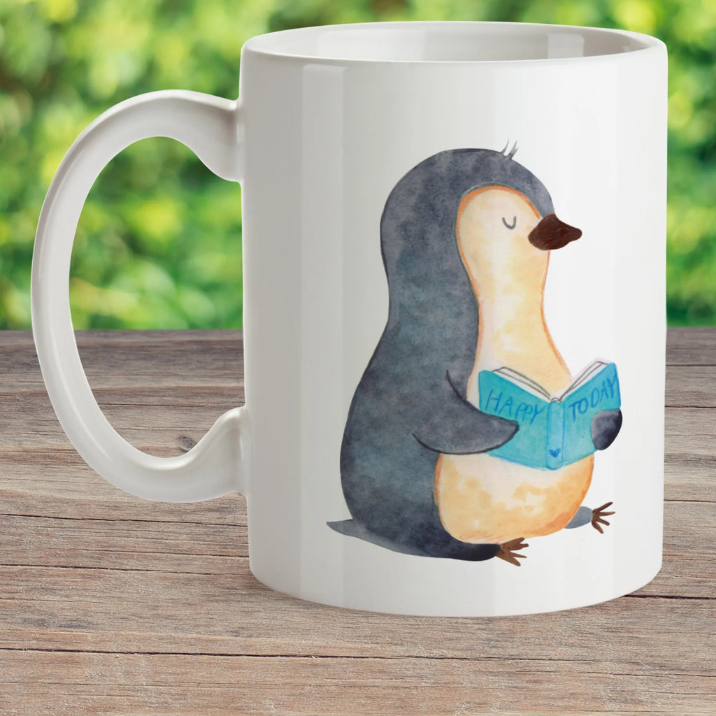 Child's mug Penguin A book mug, coffee cup, plastic cup, kindergarten, camping mug, drinking cup, Penguin, North Pole, Winter, Penguins, doing nothing, leisure, holidays, penguins, bookworm, book, reading, vacation, lazing around