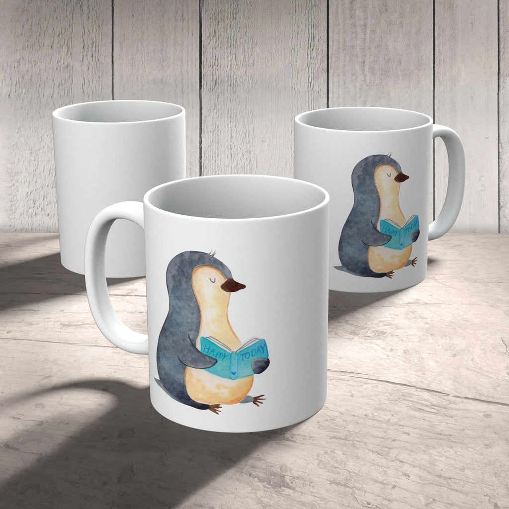 Child's mug Penguin A book mug, coffee cup, plastic cup, kindergarten, camping mug, drinking cup, Penguin, North Pole, Winter, Penguins, doing nothing, leisure, holidays, penguins, bookworm, book, reading, vacation, lazing around