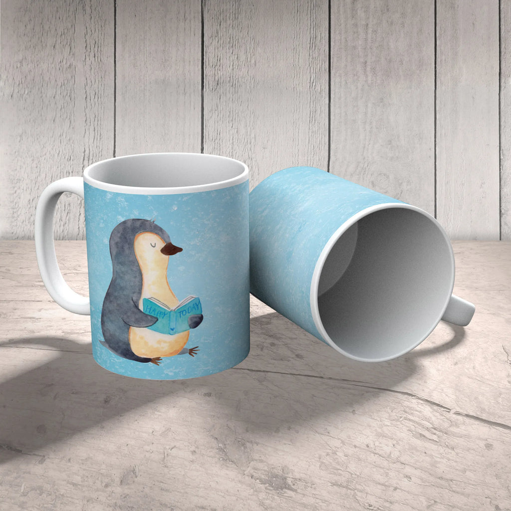 Tasse Pinguin Buch Teetasse, Porzellantasse, Keramiktasse, Geschenktasse, Tasse mit Zitaten, Kaffeetasse, Tasse, Bürotasse, Tasse mit Motiven, Pinguin, Bücherwurm, Lesen, Ferien, Freizeit, Nichtstun, Buch, Urlaub, Pinguine, Faulenzen