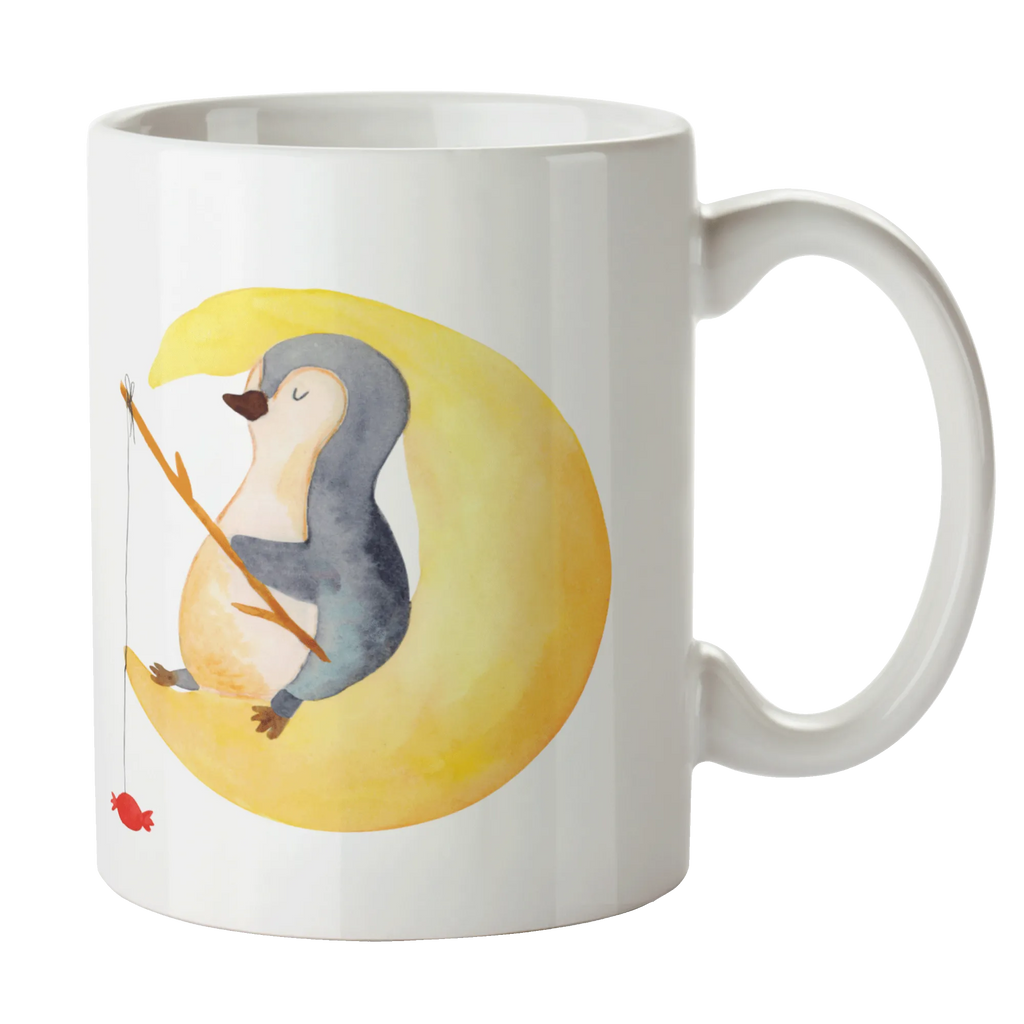 Kubek pingwin księżyc Keramiktasse, Geschenktasse, Tasse, Bürotasse, Teetasse, Tasse mit Zitaten, Tasse mit Motiven, Kaffeetasse, Porzellantasse, Pinguin, Schlafstörungen, Nachtruhe, Gästezimmer, Schlafzimmer, schlafen, Spruch, Pinguine, Einschlafen