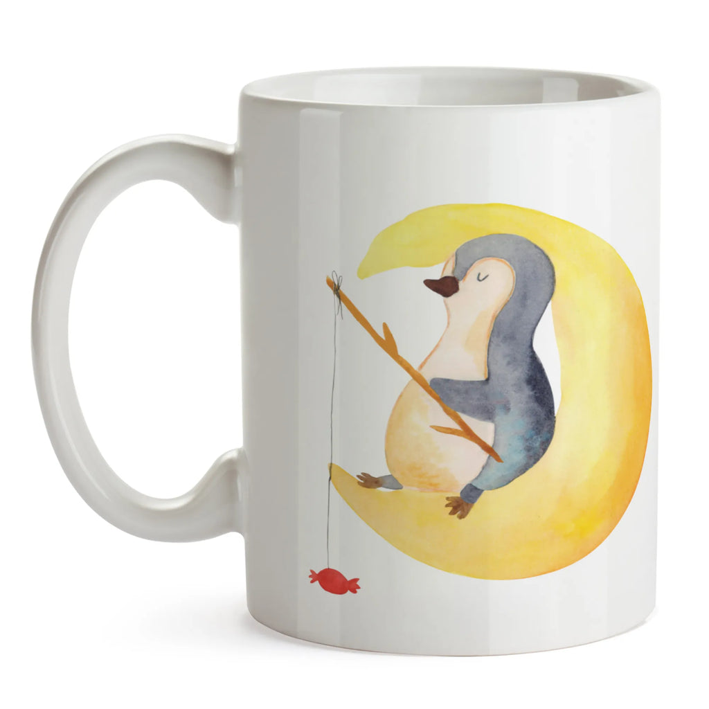 Kubek pingwin księżyc Keramiktasse, Geschenktasse, Tasse, Bürotasse, Teetasse, Tasse mit Zitaten, Tasse mit Motiven, Kaffeetasse, Porzellantasse, Pinguin, Schlafstörungen, Nachtruhe, Gästezimmer, Schlafzimmer, schlafen, Spruch, Pinguine, Einschlafen