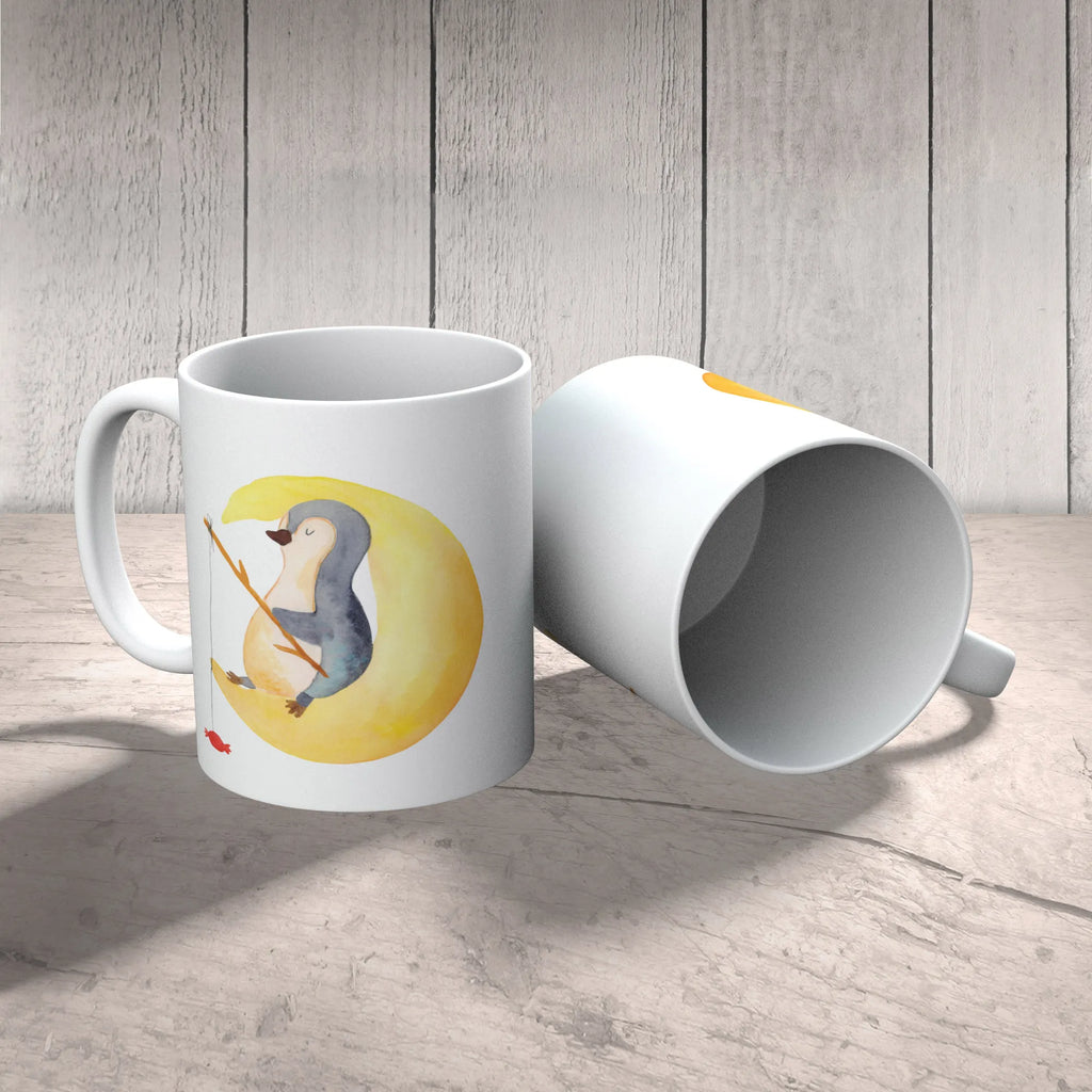Kubek pingwin księżyc Keramiktasse, Geschenktasse, Tasse, Bürotasse, Teetasse, Tasse mit Zitaten, Tasse mit Motiven, Kaffeetasse, Porzellantasse, Pinguin, Schlafstörungen, Nachtruhe, Gästezimmer, Schlafzimmer, schlafen, Spruch, Pinguine, Einschlafen