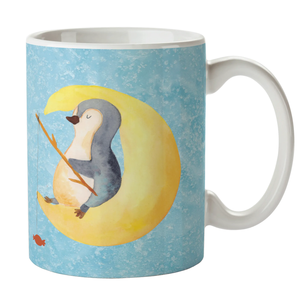 Kubek pingwin księżyc Keramiktasse, Geschenktasse, Tasse, Bürotasse, Teetasse, Tasse mit Zitaten, Tasse mit Motiven, Kaffeetasse, Porzellantasse, Pinguin, Schlafstörungen, Nachtruhe, Gästezimmer, Schlafzimmer, schlafen, Spruch, Pinguine, Einschlafen