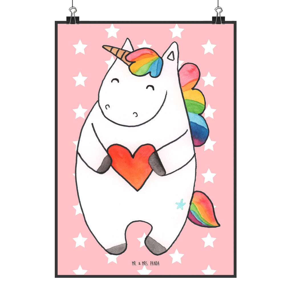 Poster unicorn Heart Poster, Wanddeko Bild, Küchenposter, Posterdruck, Raumdekoration, Mr. & Mrs. Panda Poster, Kinderposter, Wanddekoration, Wanddeko, Wandposter, Kunstdruck, Bild, Handgemaltes Poster, Designposter, Einhorn, Einhörner, Einhorn Deko, Unicorn, schlimm, witzig, böse, bunt, anders, Herz, lustig, Freundin