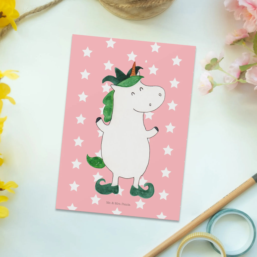 Postcard unicorn joker Postkarte, Grußkarte, Ansichtskarten, Geburtstagskarte, Dankeskarte, Karte, Einladungskarten Geburtstag, Geschenkkarte, Einladungskarte, Einladung Geburtstag, Einladung, Ansichtskarte, Einhorn, Einhörner, Einhorn Deko, Unicorn, Gaukler, Mittelalter, Kasper, Hofnarr