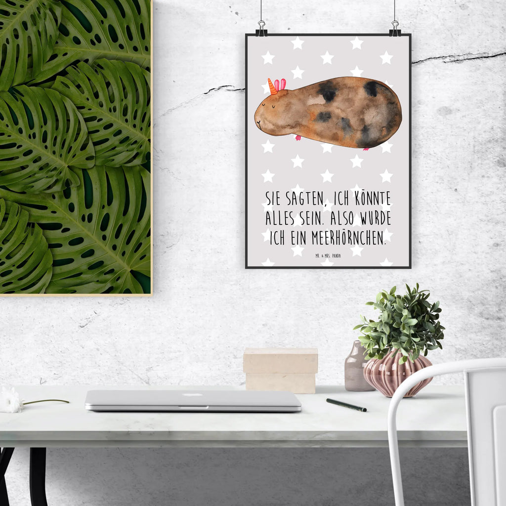 Poster unicorn Guinea pig Wandposter, Kunstdruck, Wanddeko, Raumdekoration, Handgemaltes Poster, Wanddekoration, Küchenposter, Posterdruck, Poster, Wanddeko Bild, Kinderposter, Bild, Designposter, Mr. & Mrs. Panda Poster, Einhorn, Einhörner, Einhorn Deko, Unicorn, Meericorn, Meerhörnchen, Meerschweinchen, Meerschwein