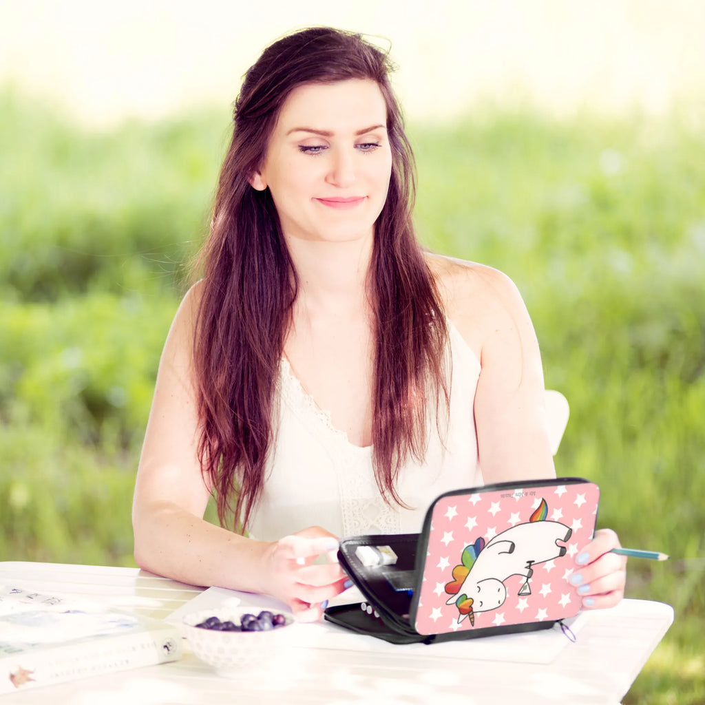 Leather folder unicorn cocktail pencil case, pencil bag, pupil, school, primary school, motif, pen roll, enrolment, gift, child, unicorn, unicorns, fun, party, birthday, girlfriend present, girlfriend gift, champagne, celebrating, caipirinha, rum