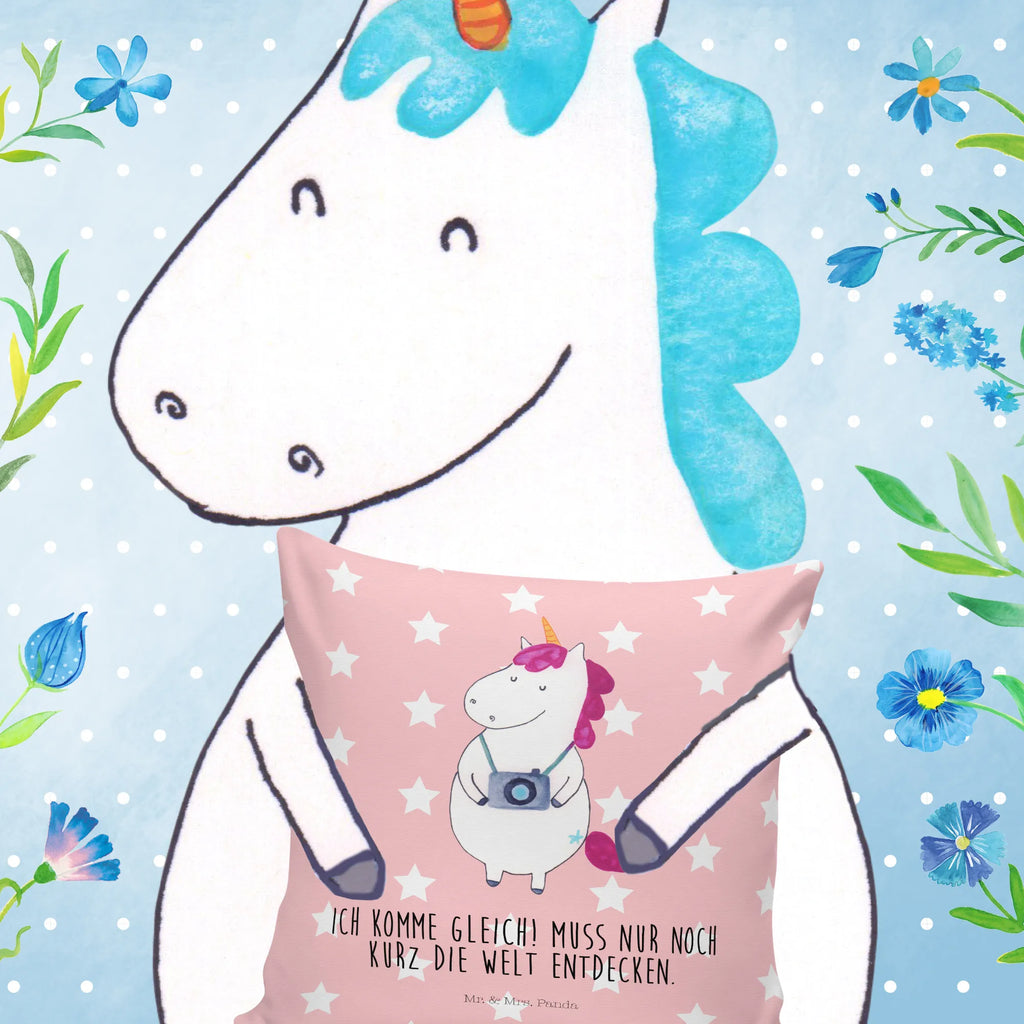 Cushion unicorn photographer 40 x 40, couch, Pillow, fluffy, pillows, bedroom, 40x40, bed, sofa, settee, soft, pad, cushion, pillow case, unicorn, unicorns, Photography, Traveler gift, Holiday, Camera, Unicorn, Photographer gift, Tourist, Traveling, Photographer