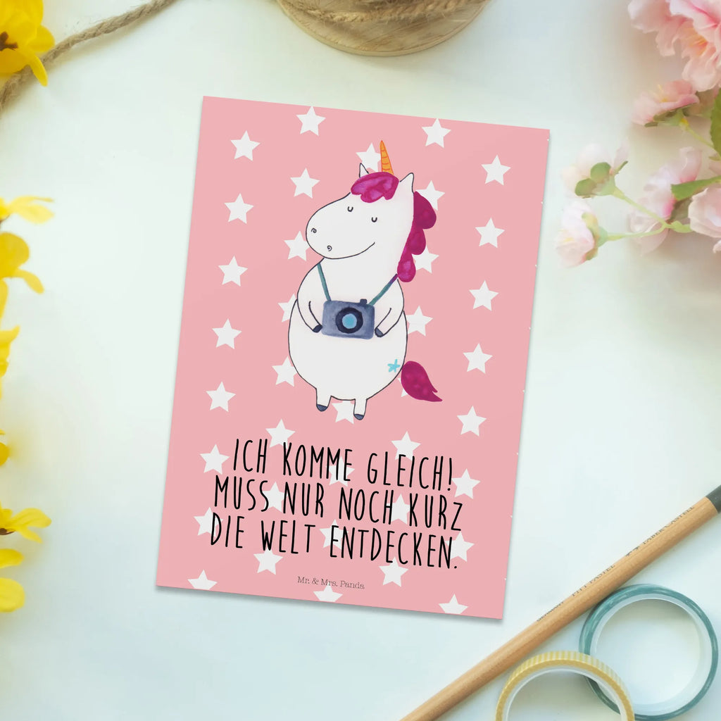 Postcard unicorn photographer Ansichtskarte, Postkarte, kunstkarte, spruchkarte, Ansichtskarten, Postkarten, Motivkarte, Grußkarte, Fotokarte, Kunstkarten, einzelkarte, Designkarte, bildkarte, Einhörner, Unicorn, Einhorn Deko, Einhorn, Städtereise, Kamera, Weltreise, Fotograf, Tourist, Fotografie, Reisen, Urlaub, Weltenbummler, Reise, Kurztrip