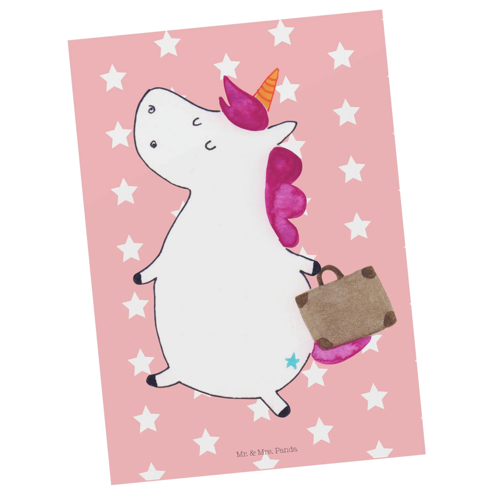 Postcard unicorn Suitcase Designkarte, Postkarte, Postkarten, Motivkarte, Ansichtskarte, bildkarte, spruchkarte, kunstkarte, Kunstkarten, Grußkarte, Ansichtskarten, Fotokarte, einzelkarte, Unicorn, Einhorn, Einhörner, Einhorn Deko, Verreisen, Gepäck, Albern, Kind, Witzig, Spaß, Erwachsen, Koffer, Abenteuer, Lustig, Reise