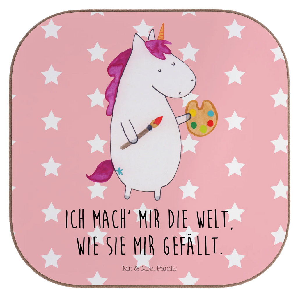 Square coaster unicorn Artist glass coasters, breakfast, gift, party, presents, gifts, Coasters, unicorn, unicorns, Painter gift, Artist, Artist present, English, World, Artist gift, Pen, Drawing, Painting, Brush, Gift, Unicorn