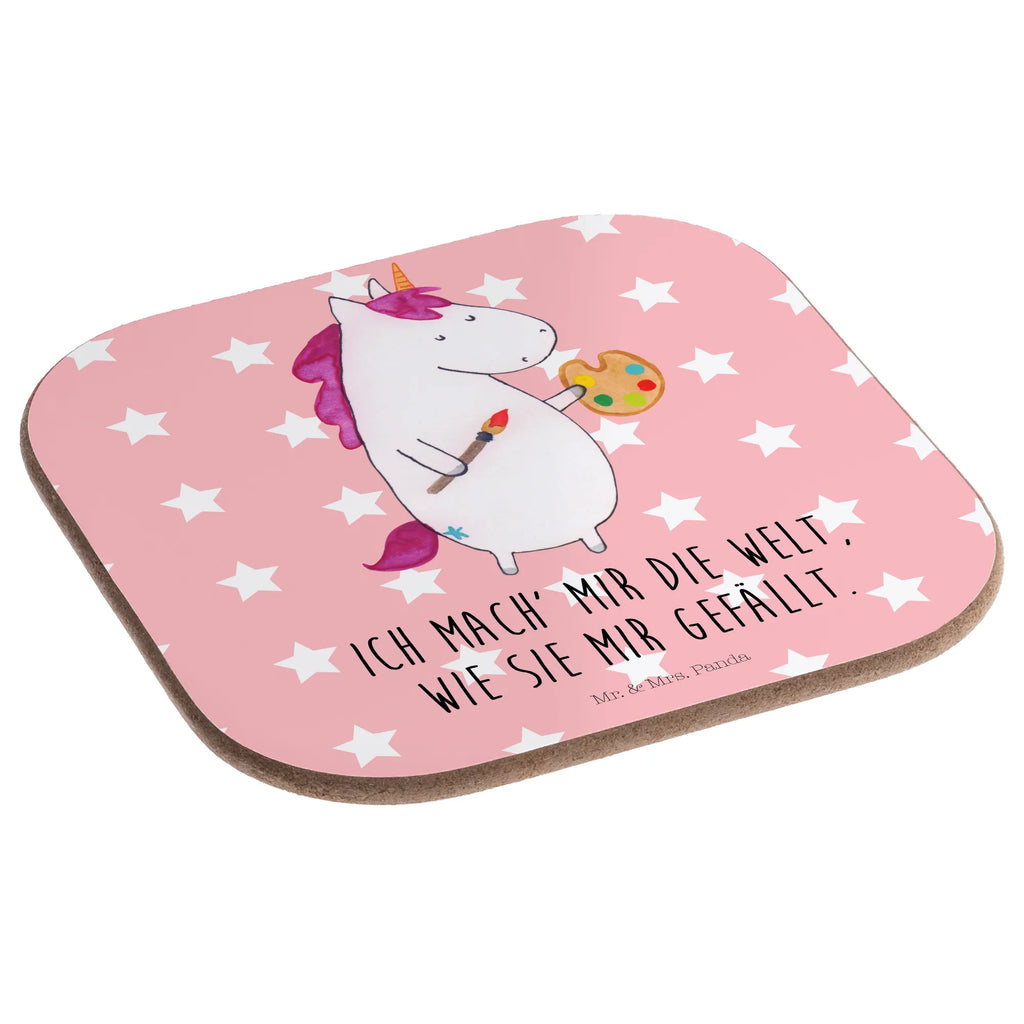 Square coaster unicorn Artist glass coasters, breakfast, gift, party, presents, gifts, Coasters, unicorn, unicorns, Painter gift, Artist, Artist present, English, World, Artist gift, Pen, Drawing, Painting, Brush, Gift, Unicorn