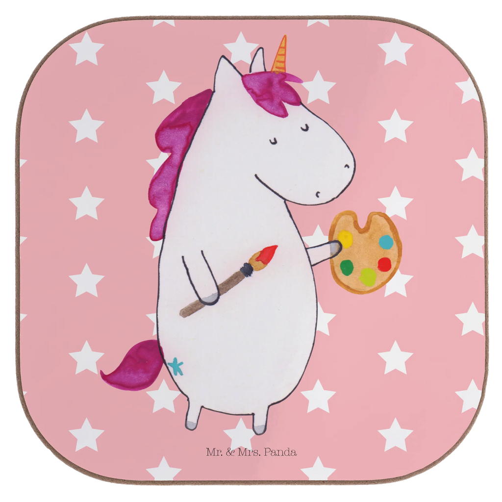 Square coaster unicorn Artist glass coasters, breakfast, gift, party, presents, gifts, Coasters, unicorn, unicorns, Painter gift, Artist, Artist present, English, World, Artist gift, Pen, Drawing, Painting, Brush, Gift, Unicorn