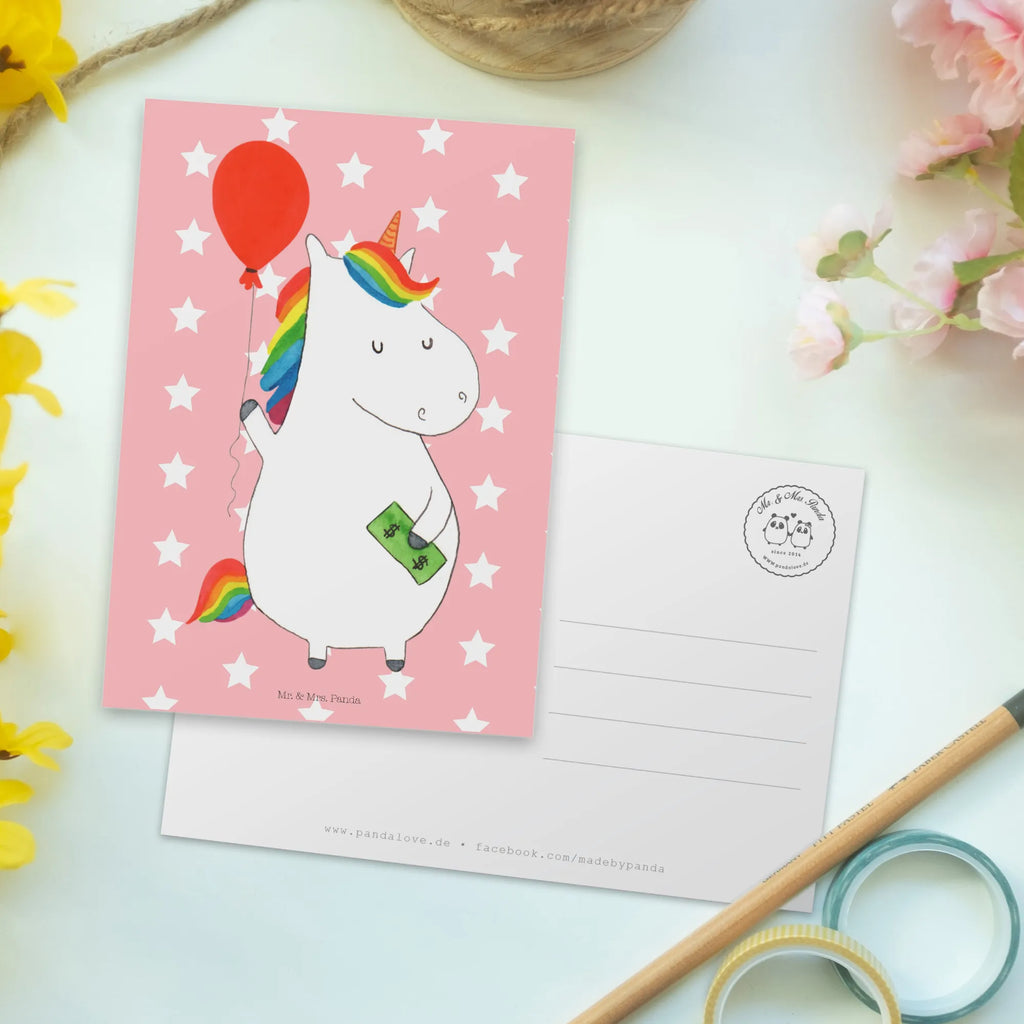 Postkarte Einhorn Luftballon bildkarte, einzelkarte, Grußkarte, Motivkarte, Ansichtskarten, spruchkarte, Designkarte, Ansichtskarte, Postkarte, Kunstkarten, kunstkarte, Fotokarte, Postkarten, Unicorn, Einhorn, Einhörner, Einhorn Deko, Luftballon, Geld, Freundin, Lebenslust, Geschenk, Freude