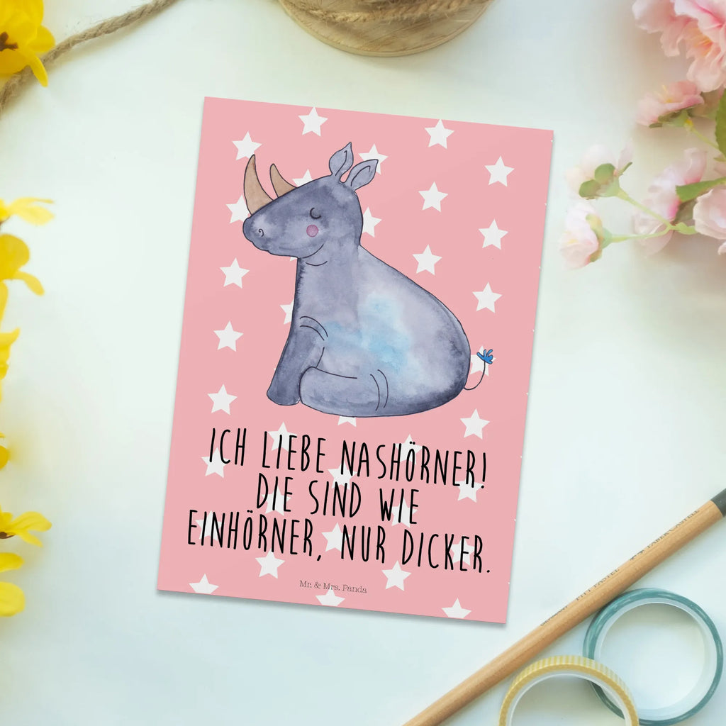 Postcard unicorn rhino Postcard, card, gift card, invitation card, postcards, paper, invitation, gift, letter, unicorn, unicorns, Unicorn, glitter, funny, rhino, witty, funny saying, rhinoceros, unicorn saying, unicornpower, unicorn love, zoo, rainbow
