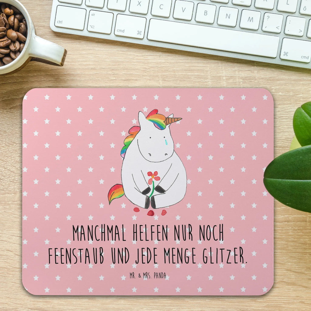 Mouse mat unicorn Sad Büroausstattung, Computer zubehör, Arbeitszimmer, Designer Mauspad, PC Zubehör, Mauspad Büro, Mousepad, Mauspad, Einzigartiges Mauspad, Mausunterlage, Einhorn, Einhörner, Einhorn Deko, Unicorn, Trösten. Freundschaft, Trauer, Glitzer, Blume, Freunde, Liebe, Grußkarte