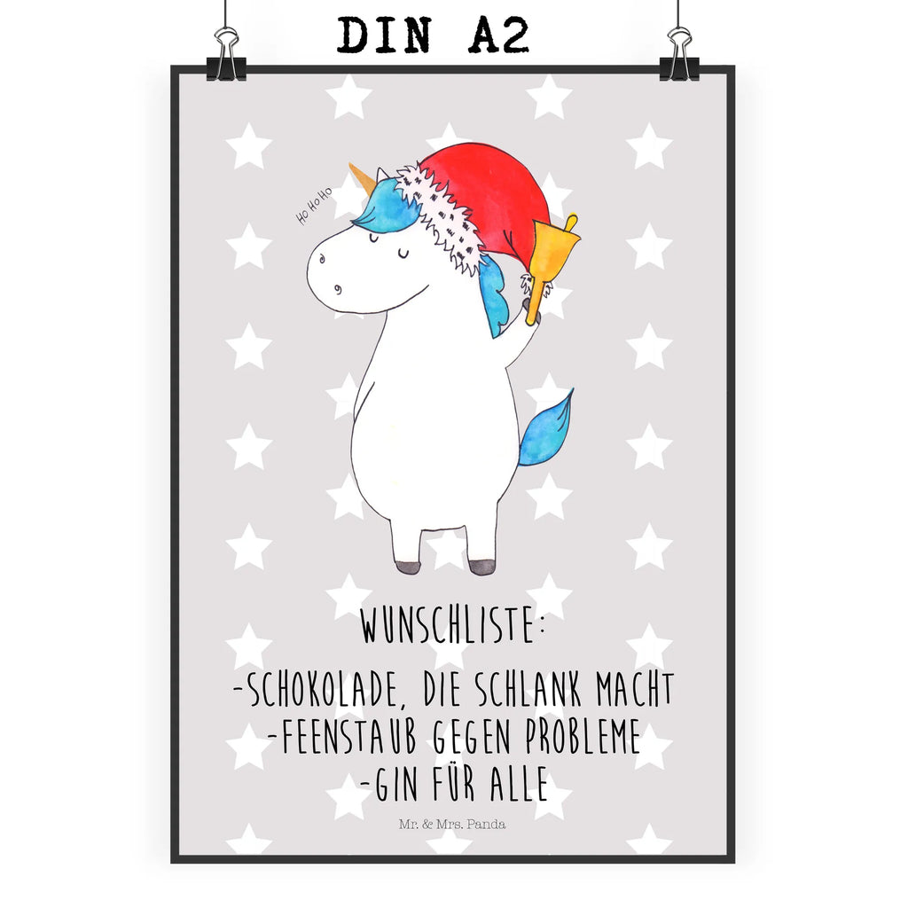 Poster unicorn Santa Claus Plakat, Wanddekoration, kunst für die wand, Bild, kunstposter, Wanddeko Bild, Deko Bild, Kunstdruck, kunstdruck poster, Wandschmuck, Wandposter, grafikposter, Mr. & Mrs. Panda Poster, wandkunst, Wandbild, Poster, wanddruck, drucke, Posterdruck, Designposter, wanddeko, Bild für Wand, Einhorn Deko, Einhörner, Einhorn, Unicorn, Schoki, Schokolade, Feenstaub, Wunschzettel, Wunschliste, Weihnachtsmann, Nikolaus, Weihnachten, Gin