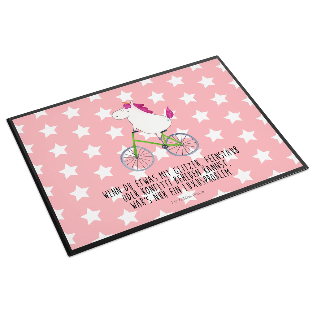 Desk pad unicorn cyclist children, girl, Desk pad, office, underlay, desk, unicorn, unicorns, bike, cyclist gift, fairy dust, luxury problem, present, grief, confetti, love affliction, wheel, cycling