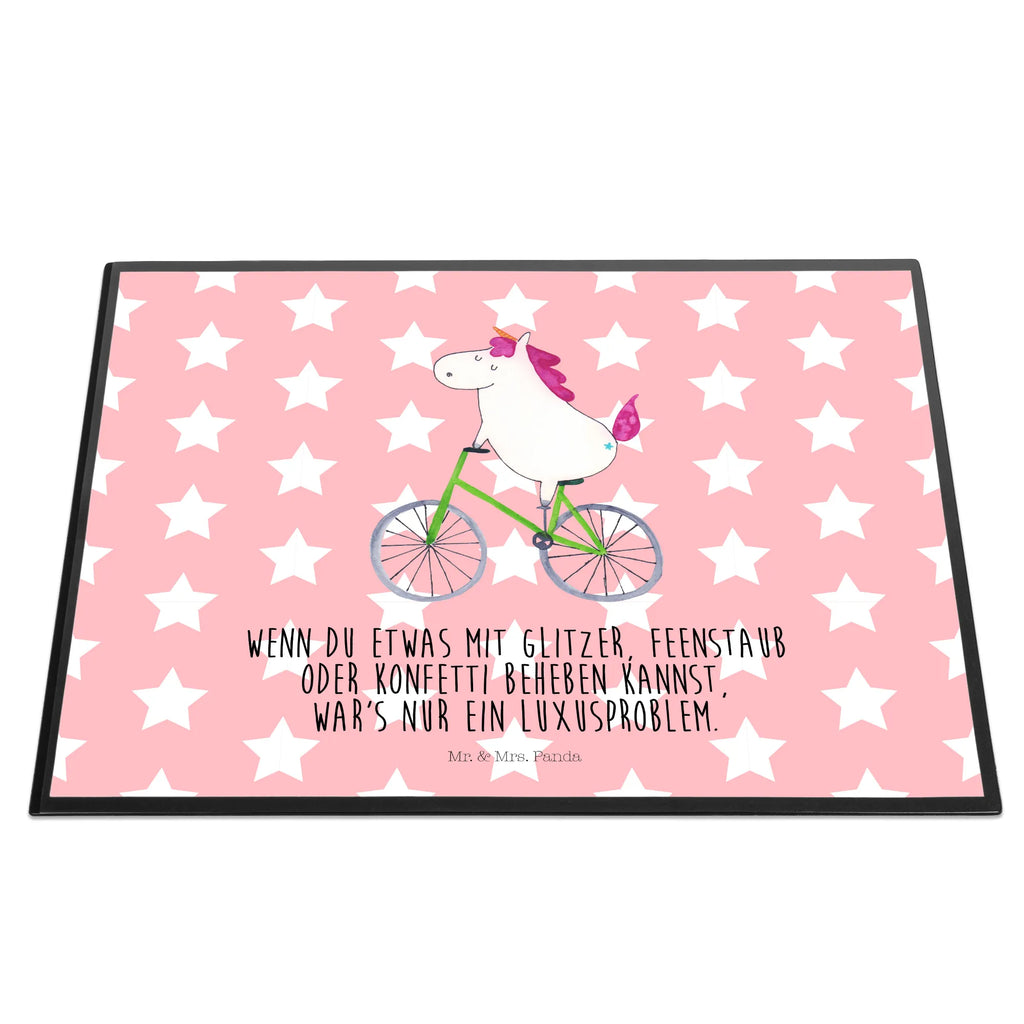 Desk pad unicorn cyclist children, girl, Desk pad, office, underlay, desk, unicorn, unicorns, bike, cyclist gift, fairy dust, luxury problem, present, grief, confetti, love affliction, wheel, cycling