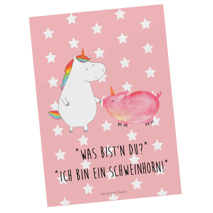 Postcard unicorn Pig