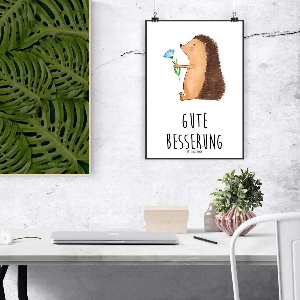 Plakat jeż Kwiaty Designposter, Mr. & Mrs. Panda Poster, Kinderposter, Kunstdruck, Raumdekoration, Wanddeko Bild, Handgemaltes Poster, Wanddekoration, Poster, Wandposter, Küchenposter, Bild, Posterdruck, Wanddeko, Tiermotive, Gute Laune, lustige Sprüche, Tiere, Krankheit, Genesungswünsche, Igel, Krankenhaus, krank, Besuch, Gute Besserung