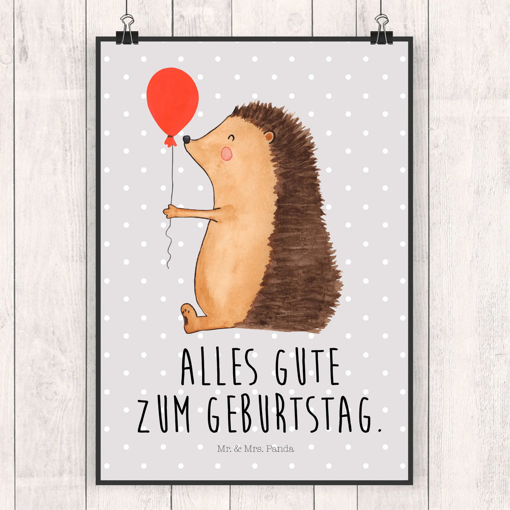 Poster Hedgehog balloon kunstdruck poster, wandkunst, kunstposter, grafikposter, Plakat, Posterdruck, wanddeko, Wandschmuck, Mr. & Mrs. Panda Poster, Wandbild, Bild, Wanddeko Bild, Designposter, Poster, Wandposter, Bild für Wand, Deko Bild, drucke, Wanddekoration, Kunstdruck, wanddruck, kunst für die wand, Gute Laune, Tiermotive, Tiere, Lustige Sprüche, Happy Birthday, Geburtstagskind, Geburtstag, Igel, Glückwunsch, Ballon, Herzlichen Glückwunsch