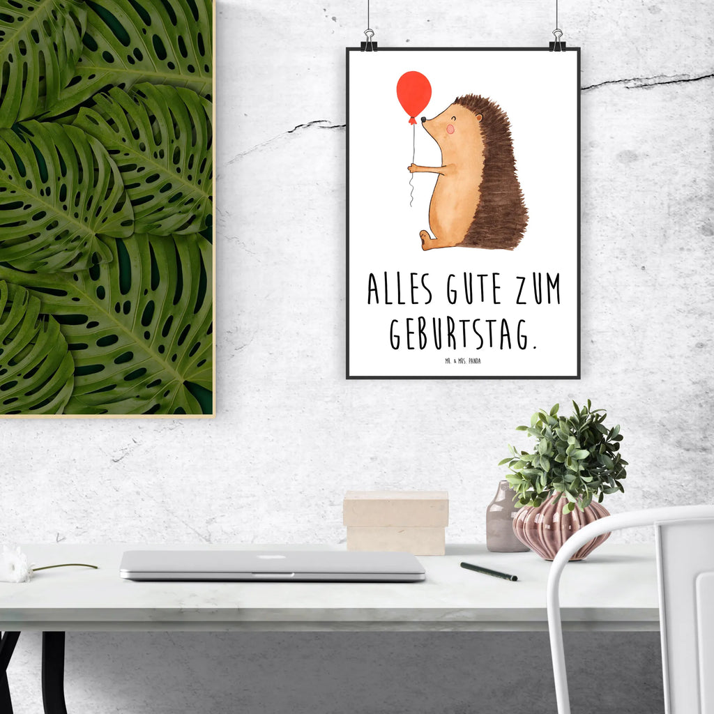 Poster Hedgehog balloon kunstdruck poster, wandkunst, kunstposter, grafikposter, Plakat, Posterdruck, wanddeko, Wandschmuck, Mr. & Mrs. Panda Poster, Wandbild, Bild, Wanddeko Bild, Designposter, Poster, Wandposter, Bild für Wand, Deko Bild, drucke, Wanddekoration, Kunstdruck, wanddruck, kunst für die wand, Gute Laune, Tiermotive, Tiere, Lustige Sprüche, Happy Birthday, Geburtstagskind, Geburtstag, Igel, Glückwunsch, Ballon, Herzlichen Glückwunsch