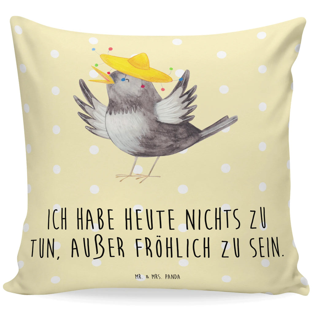 Cushion Crow sombrero Pillow, 40x40, pad, 40 x 40, pillow case, fluffy, settee, couch, pillows, cushion, sofa, bed, bedroom, soft, small animals, cute, funny, cute animal motives, hand drawn, small world, funny sayings, good mood, happy, gifts, gift ideas, special gifts, animal lover, card, Raven, Be happy, Motivation, Bird, Saying positive, Magpie, Happiness Saying, Birds