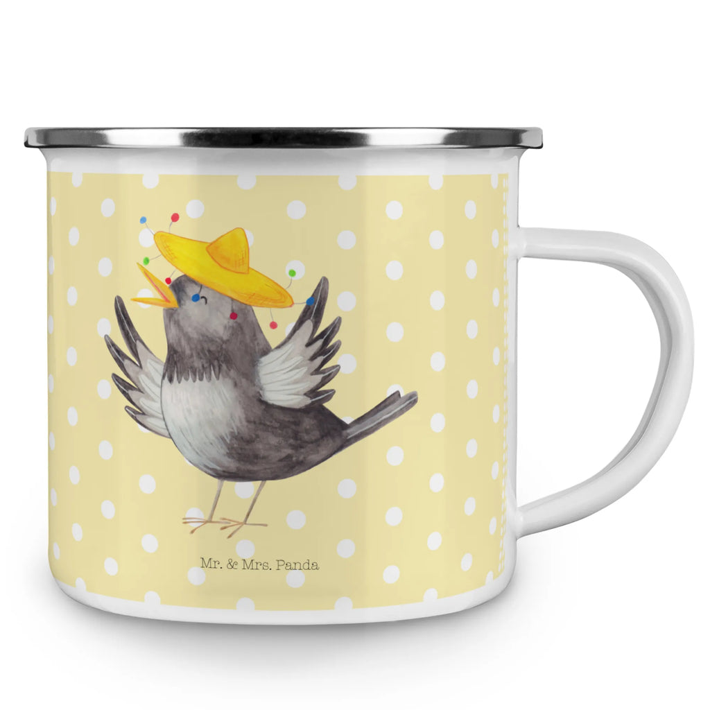 Enamel camping mug Crow sombrero wandertasse, Metalltasse, Blechtasse, Tasse Emaille, Teebecher, Reisebecher, Kaffeebecher, Campingbecher, Emaille Tasse, wanderbecher, blechbecher, Trinkbecher, Becher, reisetasse, metallbecher, Teetasse, Emaille Becher, Campingtasse, becher emaille, Kaffeetasse, Emailletasse, emaillebecher, Pott, Tasse, Lustige Sprüche, Tiere, Tiermotive, Gute Laune, Vogel, Motivation, Vögel, Fröhlich sein, Elster, Glück Spruch, glücklich sein, Spruch Positiv, Rabe, Froh