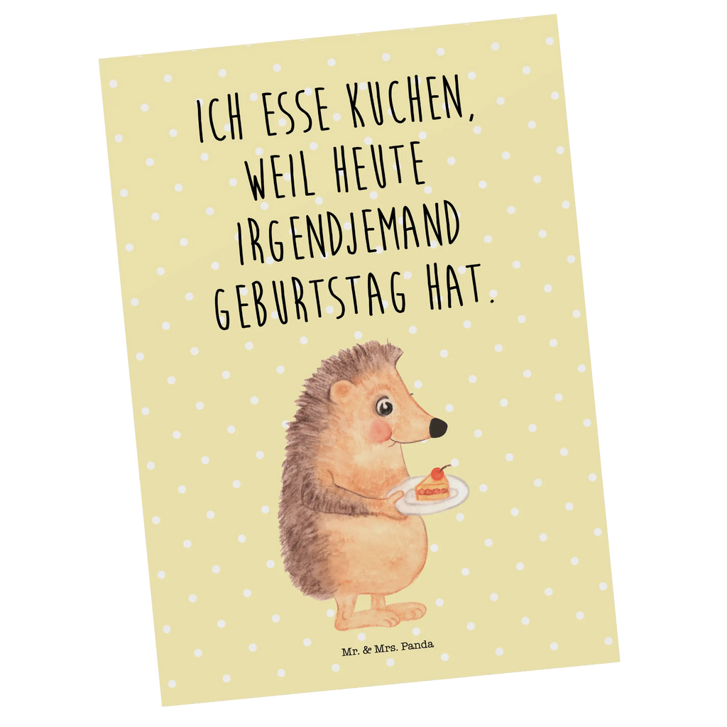 Postcard Hedgehog piece of cake kunstkarte, Grußkarte, Motivkarte, Fotokarte, bildkarte, Ansichtskarten, Kunstkarten, Postkarten, spruchkarte, Postkarte, Designkarte, Ansichtskarte, einzelkarte, Tiere, Lustige Sprüche, Gute Laune, Tiermotive, Kuchen Backen, Backen Geschenk, Geburtstagskuchen, Essen Spruch, Einladung Party, Igel, Kuchen, Torte